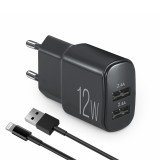 ��������� �������� ������� Brevia ePower 12W 2xUSB-A + ������ USB-A to Lightning 1� ������